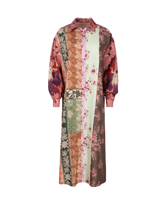 Women's Floral Print Outfit Feminine Elegance Multi Printed Shirt Dress