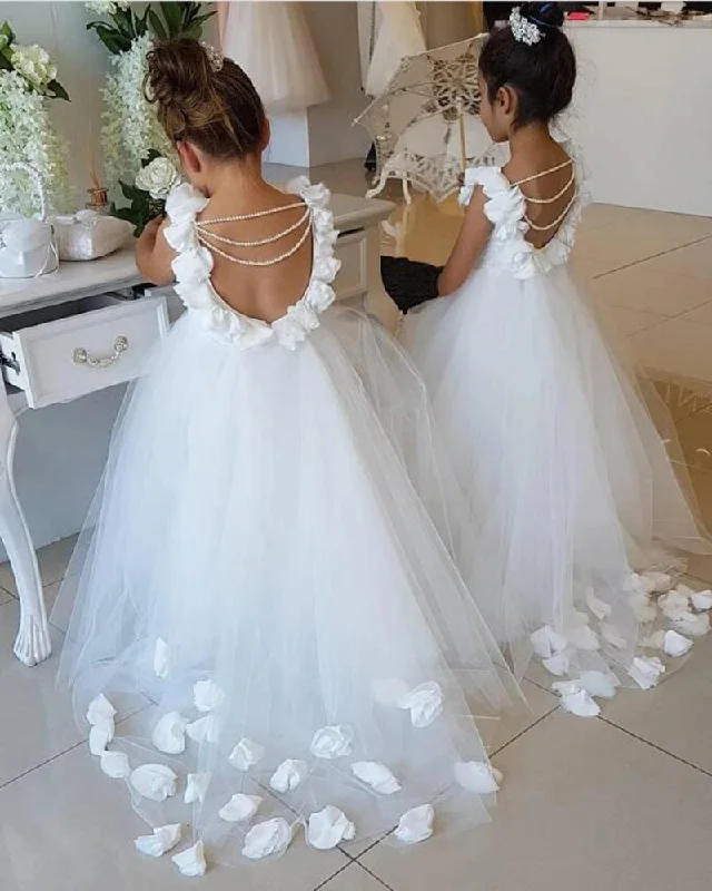 Women's Formal Event Clothing Feminine Elegant Siaoryne LP0916 Flower Girl Dresses with Handmade Flower Ball Gown First Communication Dress