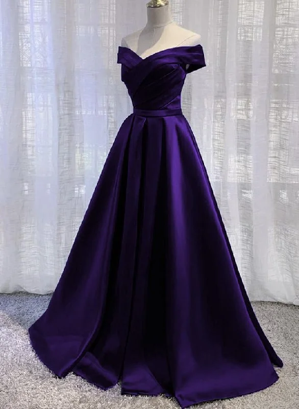 Women's Evening Garments Dreamy Aesthetic A line satin long prom dress simple evening dress   cg13360