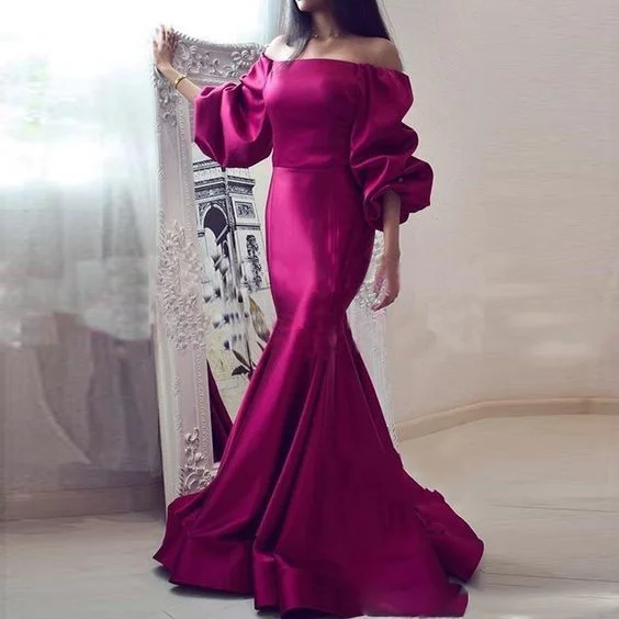 Timeless Women's Clothes Elevated Style Quality Fuchsia Satin Mermaid Prom Gowns   cg14388