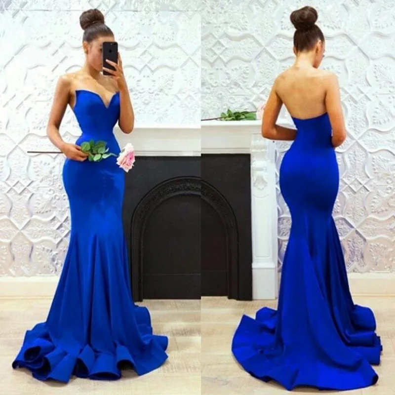 Sustainable Women's Apparel Effortless Grace Stylish Blue/Wine Sweetheart Fitted Mermaid Evening Gown women Sexy Long Party Prom 2018 LP6612