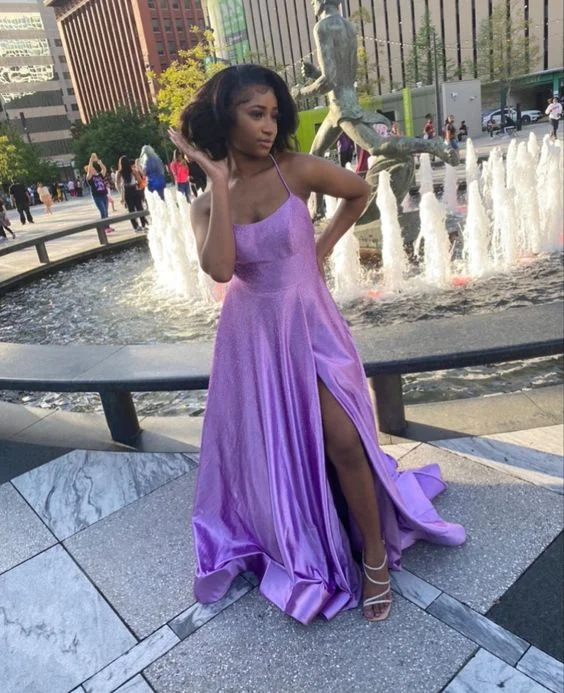 Chic Clothing For Women Score Big on Glamorous Red - Carpet Styles Elegant A-line Purple Sleeveless Prom Dress Graduation Dress Y1278