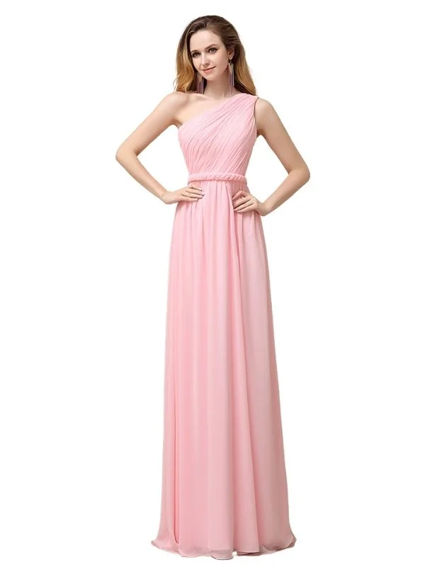 Women's Plus-Size Casual Outfit Bold Patterns A-line Chiffon One Shoulder Floor-Length Long Bridesmaid Dresses