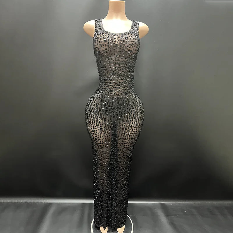 Women's Clothing For Outdoor Activities Refined Look NOVANCE Y2507-TB summer dresses women 2024 sparkly black prom dress bodycon mesh dress see through sexy transparent