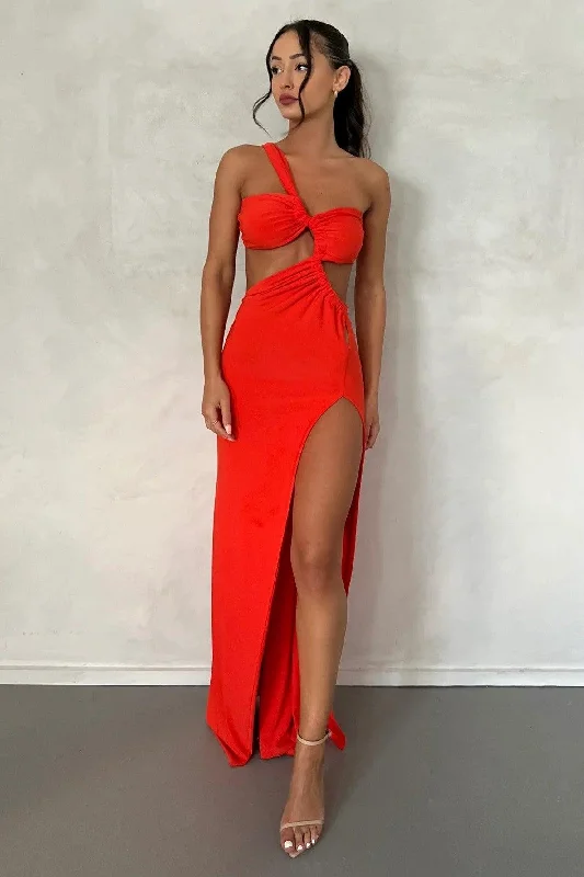 Modern Women's Apparel Chic Sophistication Eve Gown - Tangerine