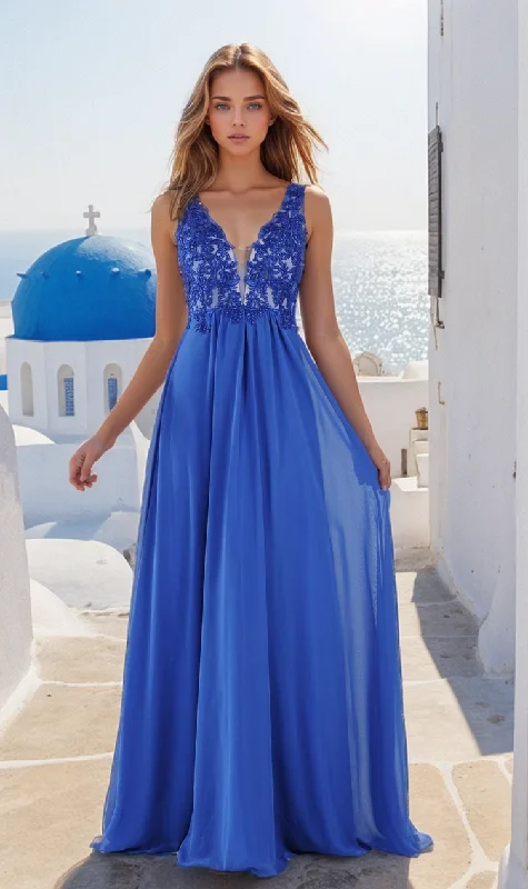 Women's Evening Apparel Statement Piece Sleeveless V-Neck Chiffon Long Prom Dress 8012