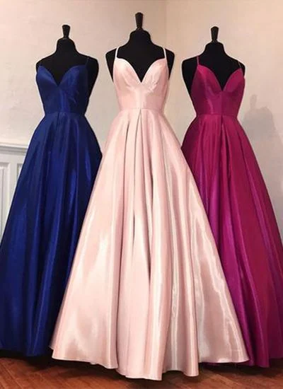 Women's Elegant Apparel Elevated Style Simple Multi-color Satin Long Prom Dress, Open Back Evening Dress   cg16355