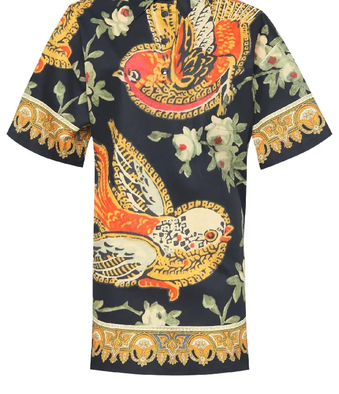 Timeless Women's Clothes Everyday Glamour Bird Shirt Dress In Multi