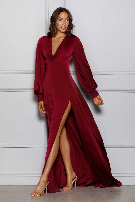 Luxury Women's Clothes Effortless Grace SKYLAR GOWN - WINE