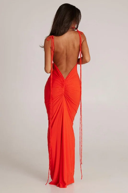 Stylish Women's Outerwear Apparel Vintage Charm Jiani Gown - Tangerine