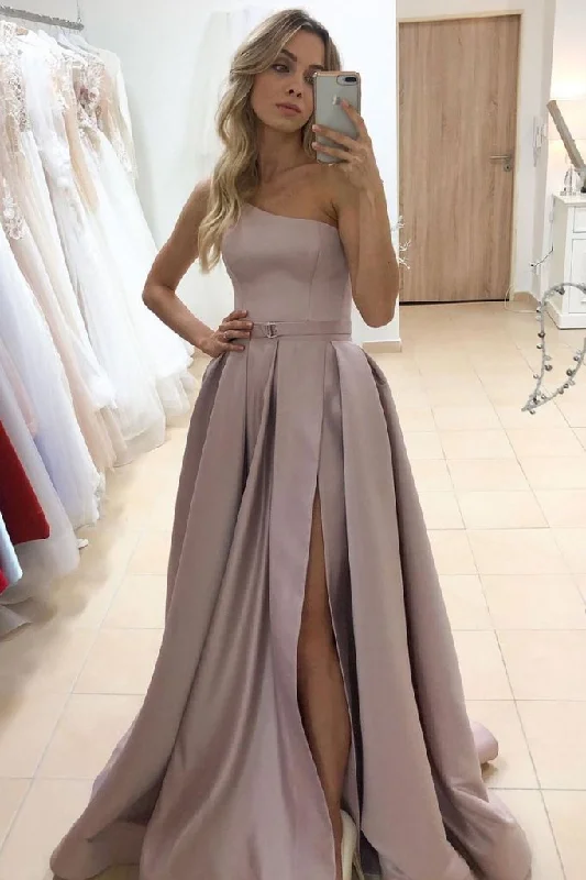 Casual Clothing For Women Big Savings on Rustic Countryside Styles SIMPLE SATIN ONE SHOULDER LONG PROM DRESS FORMAL DRESS   cg14127