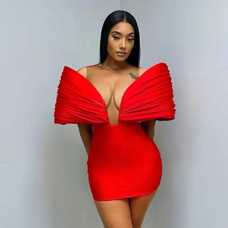 Women's Trendy Clothing Huge Savings on Parisian Styles O-neck Red Satin Dress Sexy Mini Length Bodycon Woman Clothes Ever Pretty Custom Made Cocktail Dresses See Through