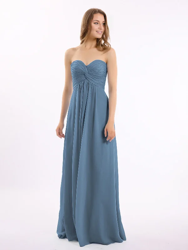 Formal Outfit For Women Big Savings on Rustic Countryside Styles Strapless Empire Chiffon Dresses with Sweetheart Slate Blue Bridesmaid Dresses