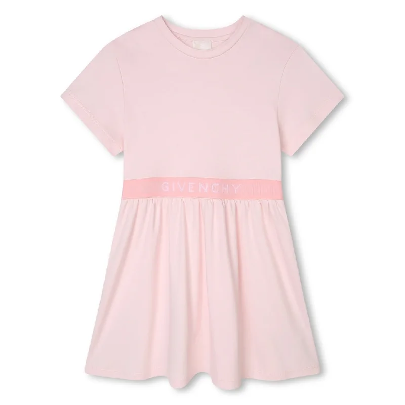 Women's Luxury Apparel Soft Textures Pink Cotton T-Shirt Dress