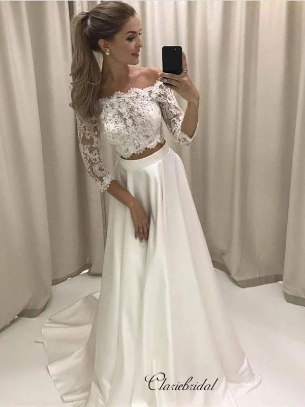 Women's Vintage-Inspired Clothing Mid - Season Sale Two Pieces Lace Wedding Dresses, 2020 A-line Bridal Gowns, Wedding Dresses