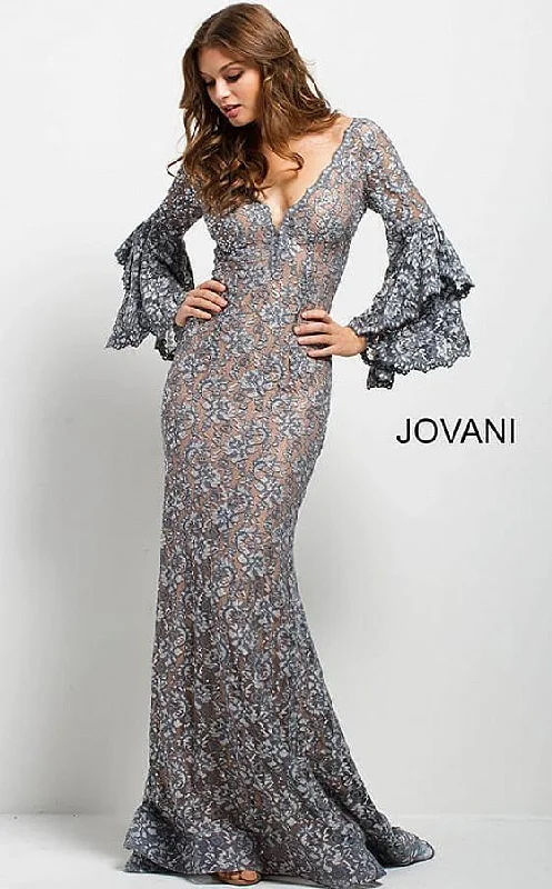 Affordable Women's Outfit Contemporary Chic Jovani 57048 Prom Long Sleeve Mermaid Lace Dress