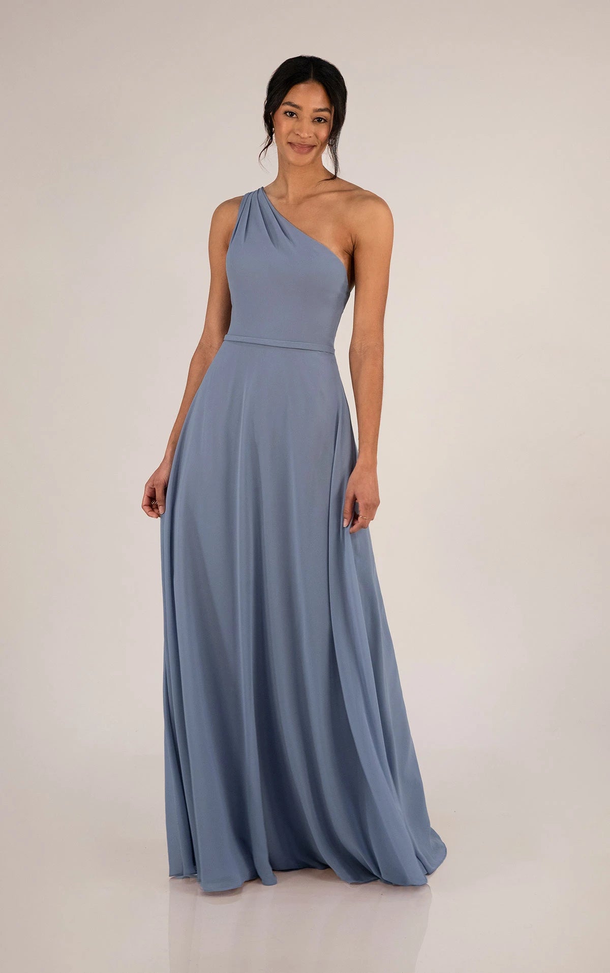 Women's Vintage-Inspired Outfit Feminine Allure Elegant Chiffon One-Shoulder Floor-Length Bridesmaid Dress