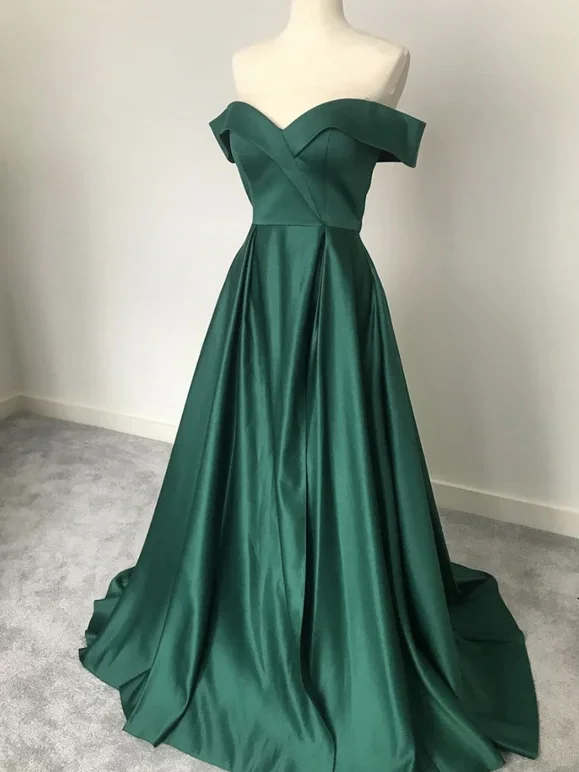 Tailored Clothing For Women Urban Sophistication Green satin long prom dress simple evening dress   cg13781