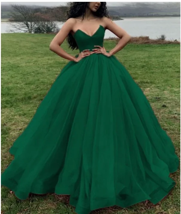 Women's Cozy Clothes Sleek Design Green ball gown organza green puffy prom dress SA1573