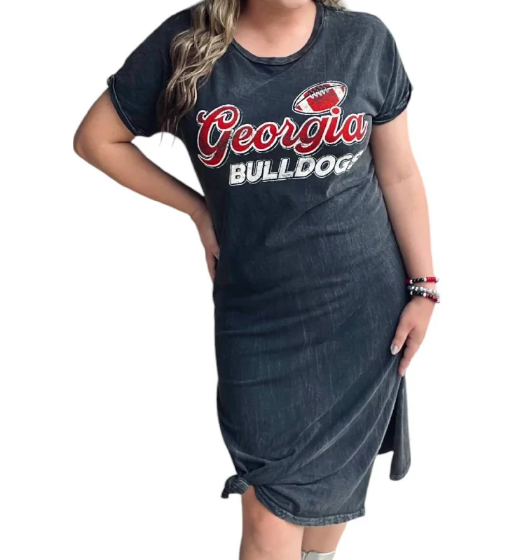 Women's Clothing Romantic Detailing Ga Bulldogs T-Shirt Dress In Black