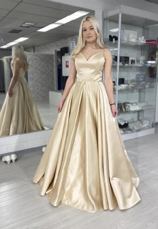 Comfortable Lounge Clothing Timeless Elegant Simple v neck satin long prom dress evening dress   cg14074