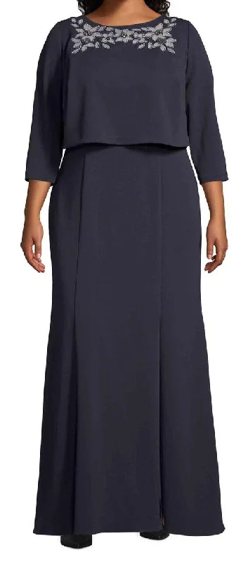 Women's Seasonal Attire Effortless Grace Adrianna Papell AP1E203755 W Long Mother of the Bride Plus Size Dress