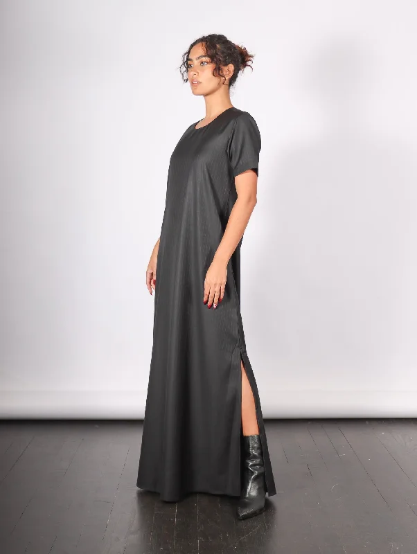 Vintage Clothing For Women Flowing Silhouette Maxi T-Shirt Dress in Large Scale Pinstripes by Shwetambari