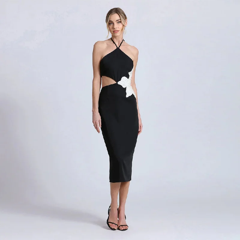 Tailored Clothing For Women Alluring Design Halter Sleeveless Cut Out Midi Bandage Dress HL9789