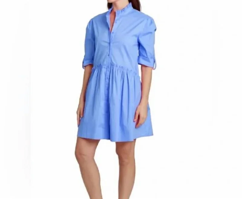 Casual Chic Women's Clothes Casual Elegance Cammie Ruffle Shirt Dress In French Blue