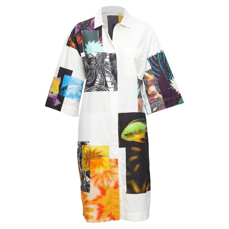 Women's High-Fashion Clothes Refined Look Dries Van Noten Photographic Patch Print Shirt Dress