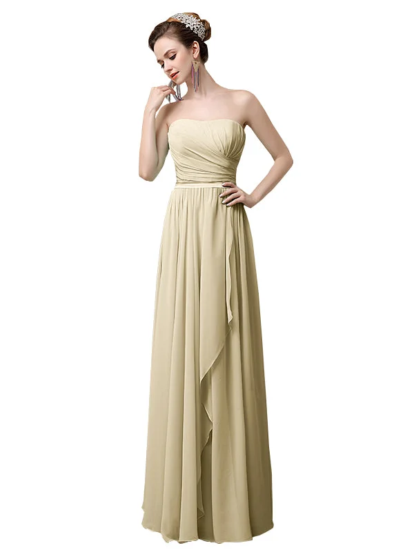 Fashion-Forward Women's Clothing Buy More, Save More Simple A-line Chiffon Straight Floor-Length Long Bridesmaid Dresses