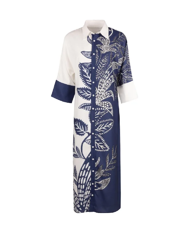 Women's Active Outfit For Fitness Seasonal Trend Silk Leaf Print Shirt Dress