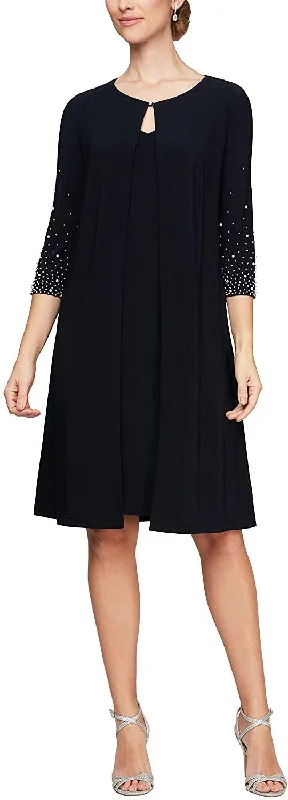 Women's Date Night Outfit Luxe Layering Alex Evenings AE81351519 Formal Short Dress