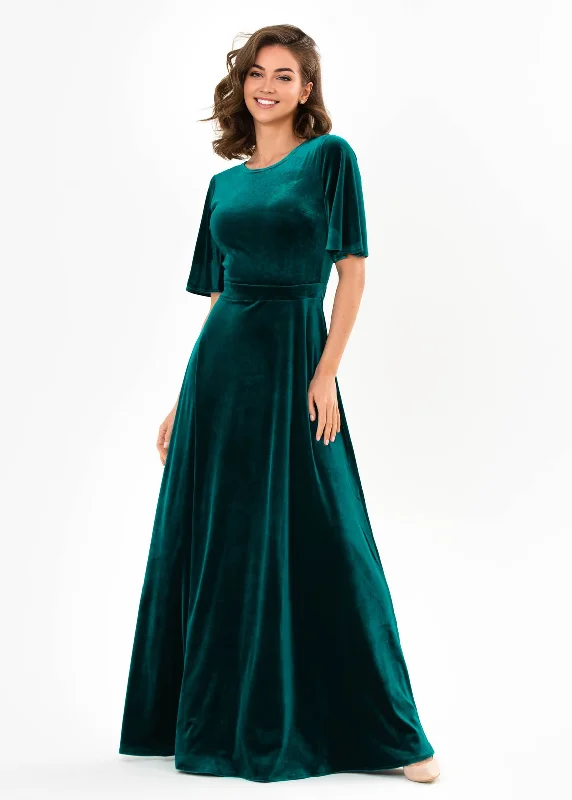 Women's Vintage-Inspired Outfit Limited - Time Bundle Teal Green Long Dress Bridesmaid Velvet Wedding Guest Dress Slit Wrap Dress