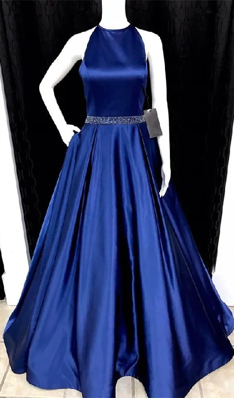 Tailored Clothing For Women Classic Appeal navy blue prom dress,ball gowns prom dress,satin prom dress cg4274