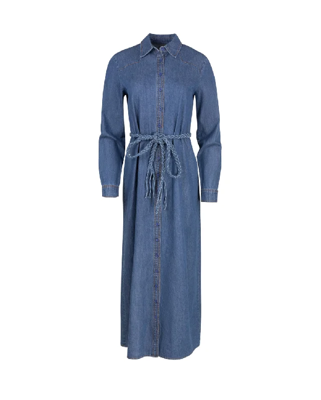 Timeless Women's Outfit Modern Romance Maxi Denim Shirt Dress