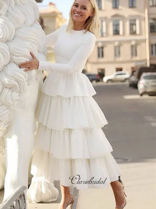 Women's Chic Outerwear Outfit Now on Sale for Chic Urban Styles Long Sleeves Wedding Dresses, Fluffy Wedding Dresses, Newest Wedding Dresses