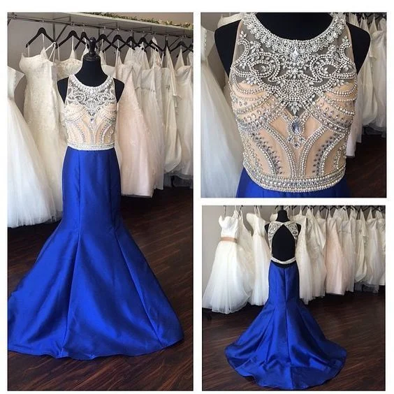 Tailored Clothing For Women Bohemian Vibe Royal Blue Prom Dress,Mermaid Prom Dress,Satin Prom Gown   cg11087