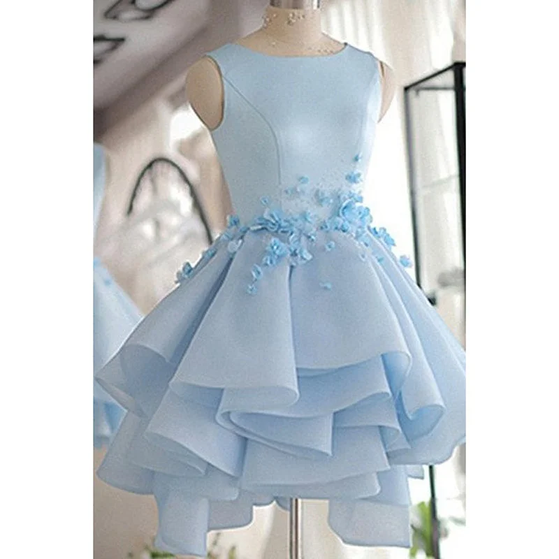 Women's Vacation Outfit Effortless Comfort SP1447 Sky Blue Poofy Ball Gown Short Prom Dress Homecoming Dresses