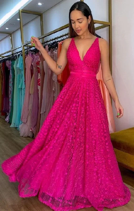 Women's Trendy Clothing Last Chance Sale A-line V Neck Sleeveless Prom Dress , Generous Graduation Dress Y746